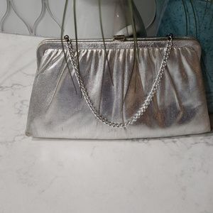 Vintage HL Silver Clutch With Chain Strap And Delicate Clasp